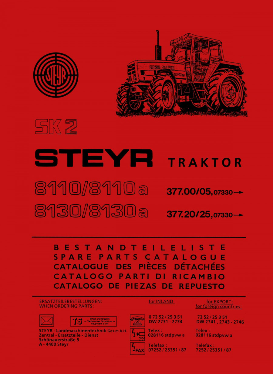 Steyr 8110 8110a 8130 8130a SK2 Traktor Ersatzteilkatalog