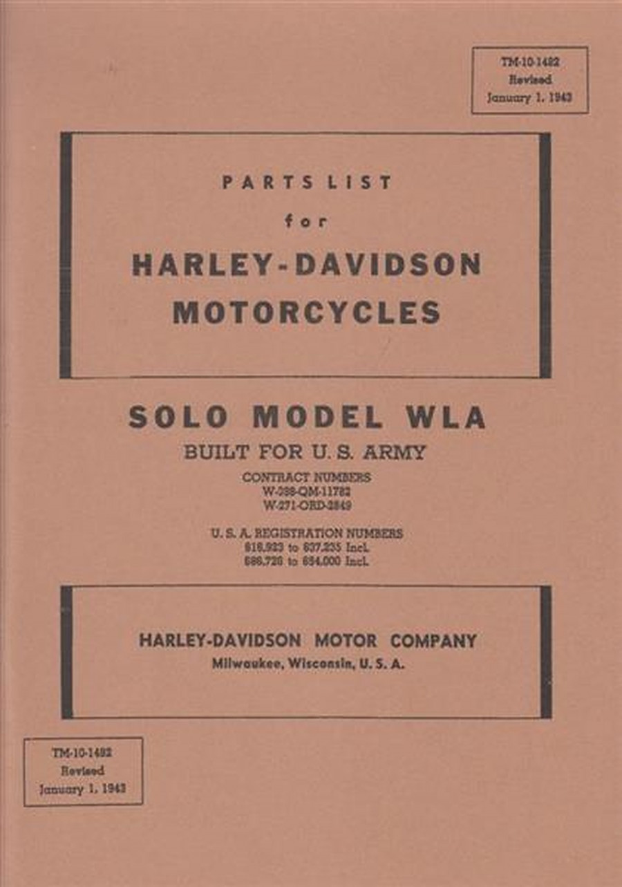Harley-Davidson WLA, US Armee-Model 1943 Parts Catalouge