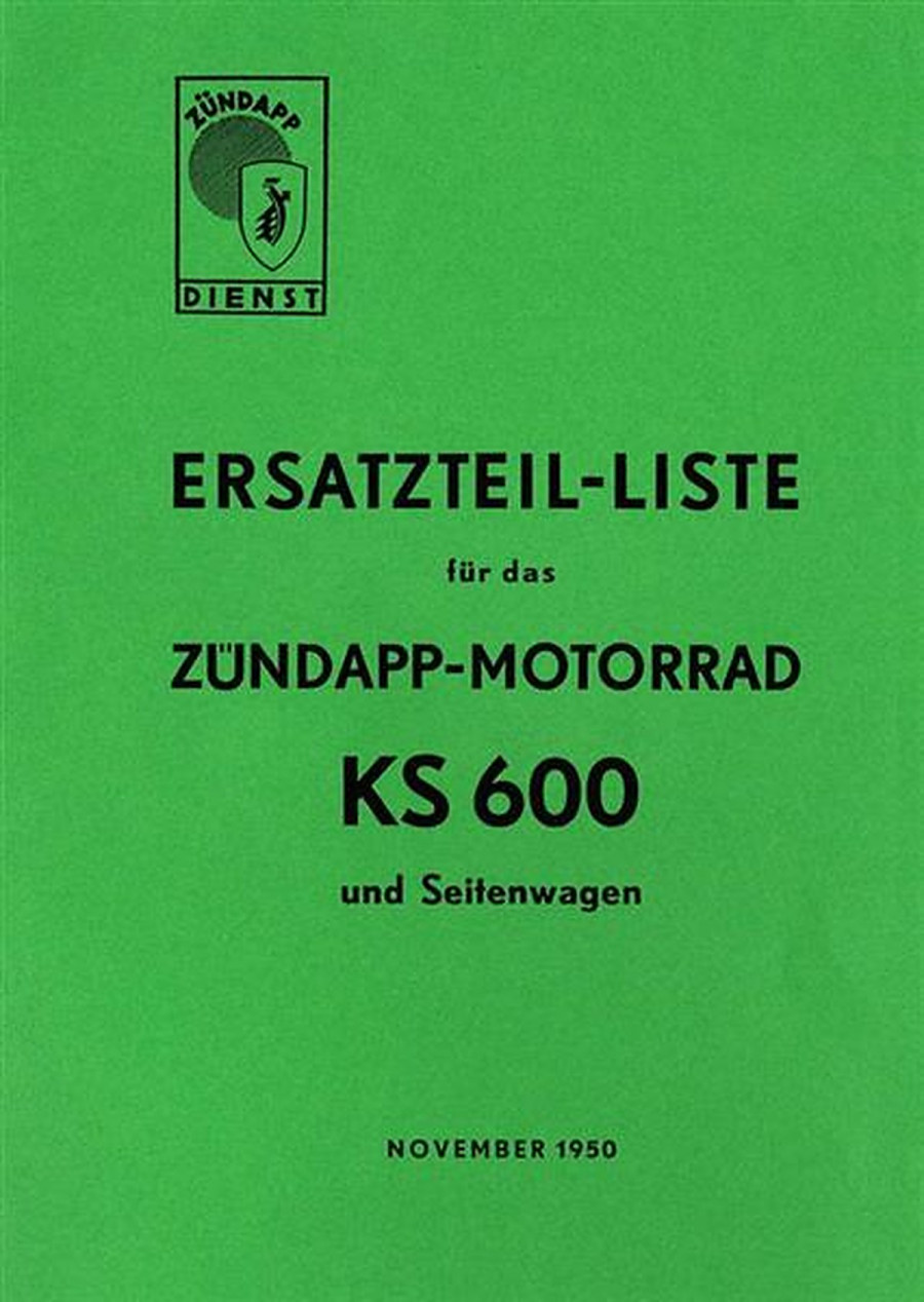 Zündapp KS600 und Seitenwagen Ersatzteilkatalog