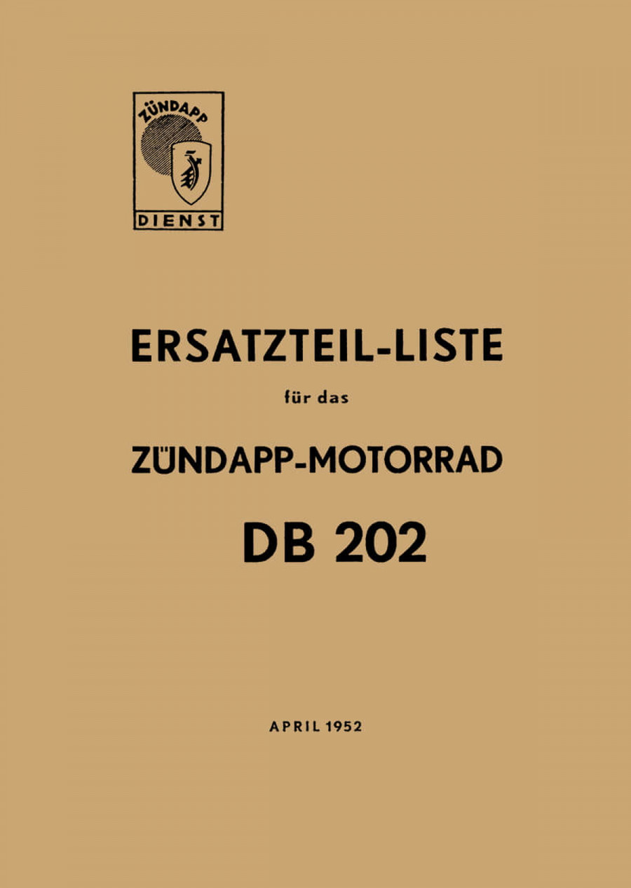 Zündapp DB202 Ersatzteilkatalog