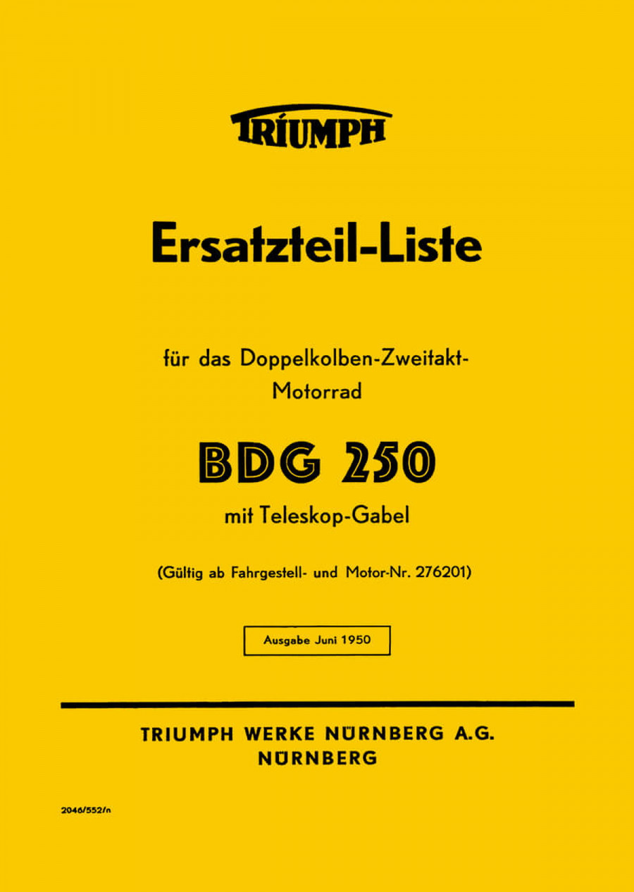 Triumph BDG250 Ersatzteilkatalog