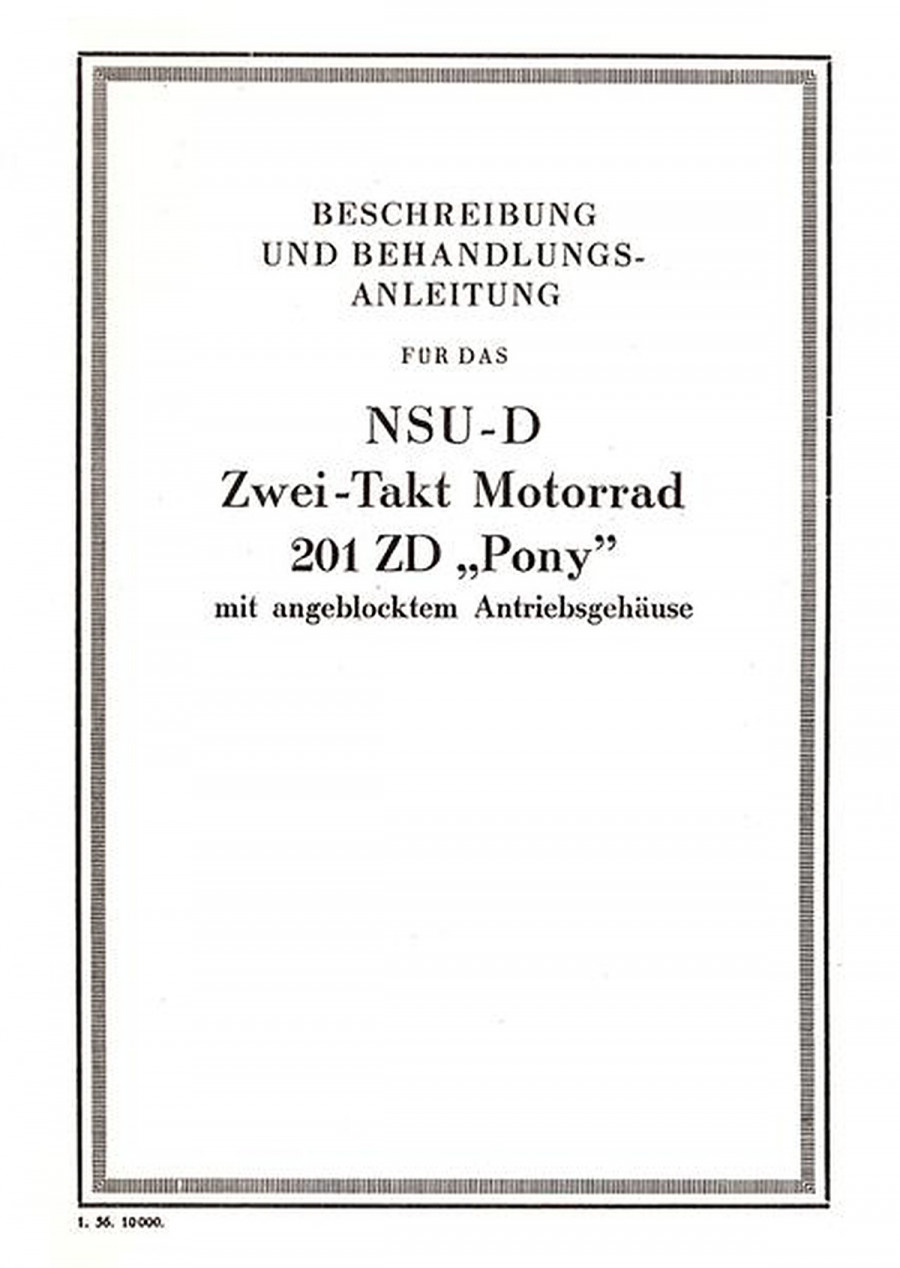 NSU 201ZD Pony Betriebsanleitung
