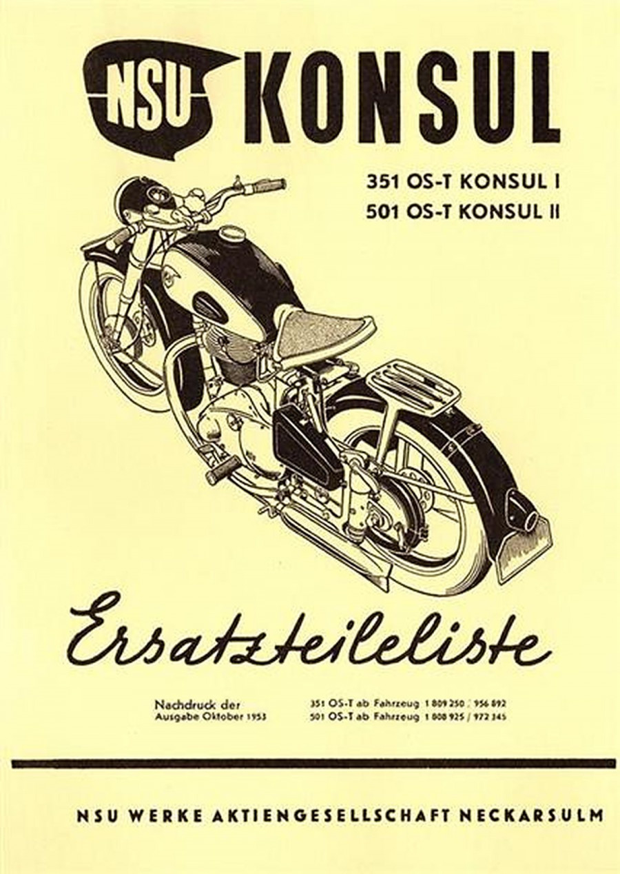NSU Konsul 351 und 501 Ersatzteilkatalog
