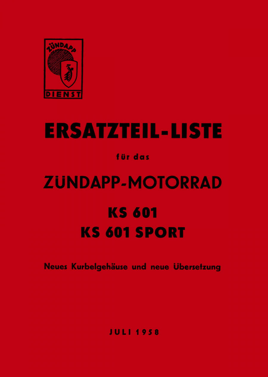 Zündapp KS601 und KS601 Sport Ersatzteilkatalog