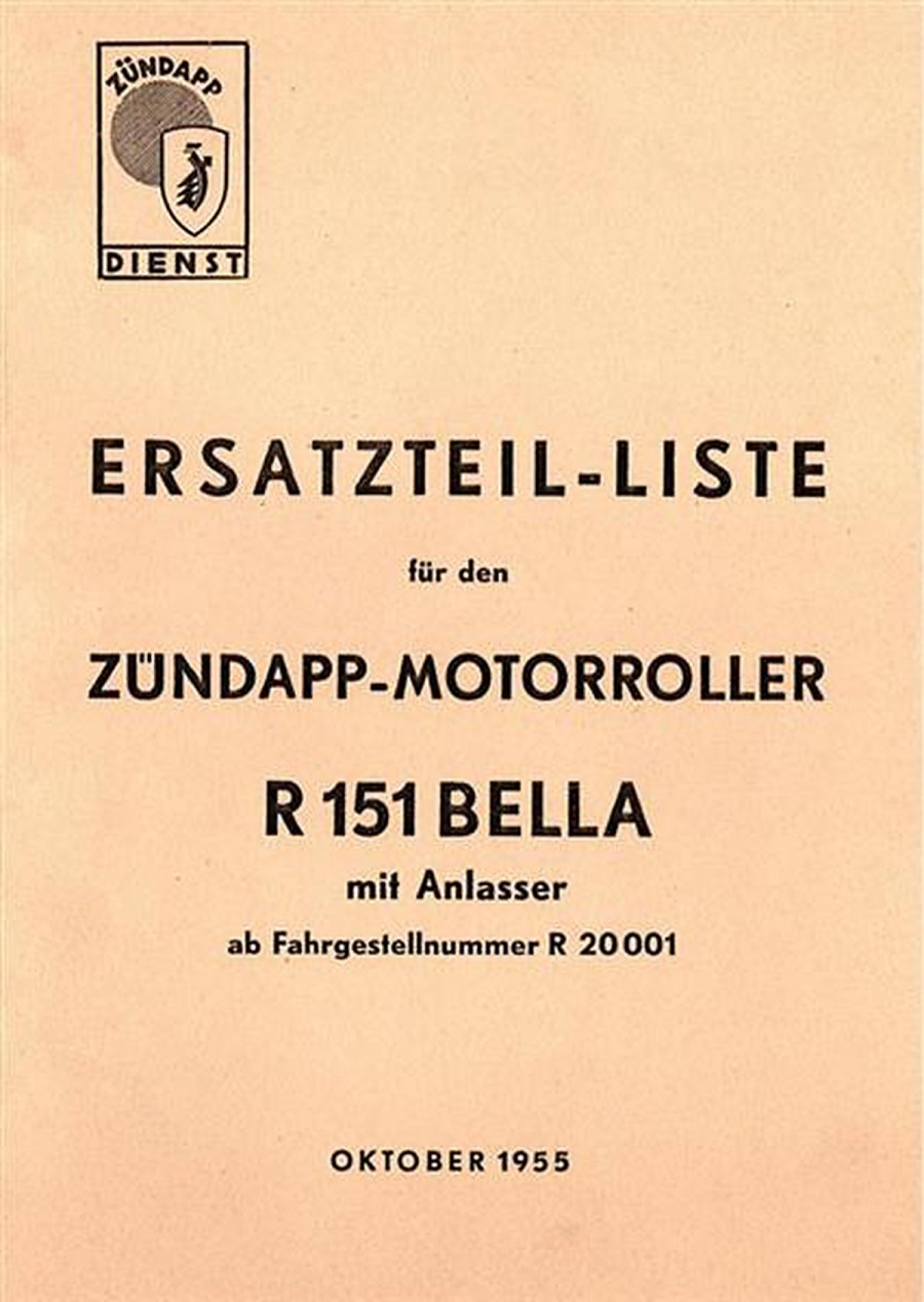 Zündapp Bella R151 Ersatzteilkatalog