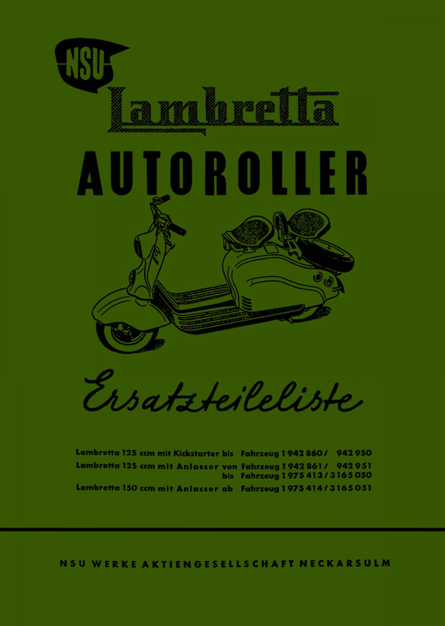 NSU Lambretta Autoroller Ersatzteilkatalog