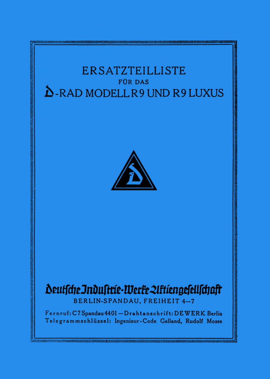 D-Rad R9 und R9 Luxus Ersatzteilkatalog