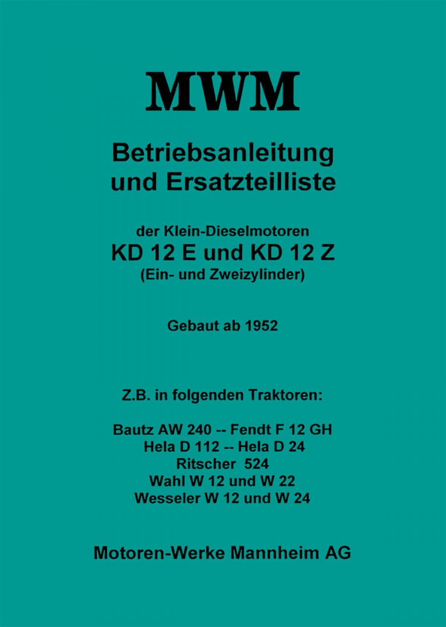 MWM Motoren Bedienungsanleitung und Ersatzteilliste