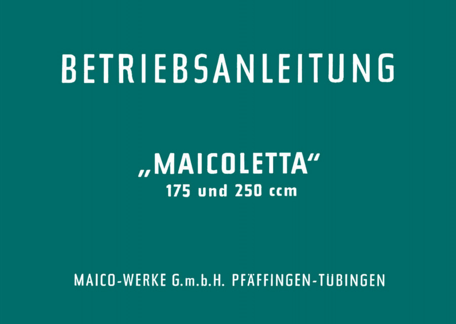 Maico Maicoletta Betriebsanleitung