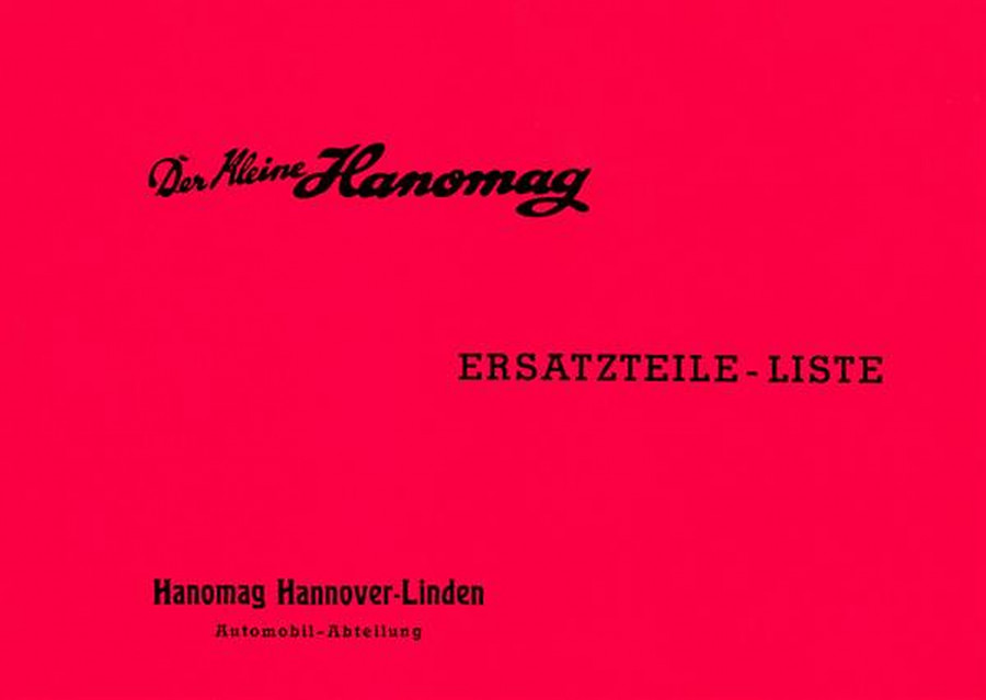 Hanomag Komissbrot Ersatzteilkatalog