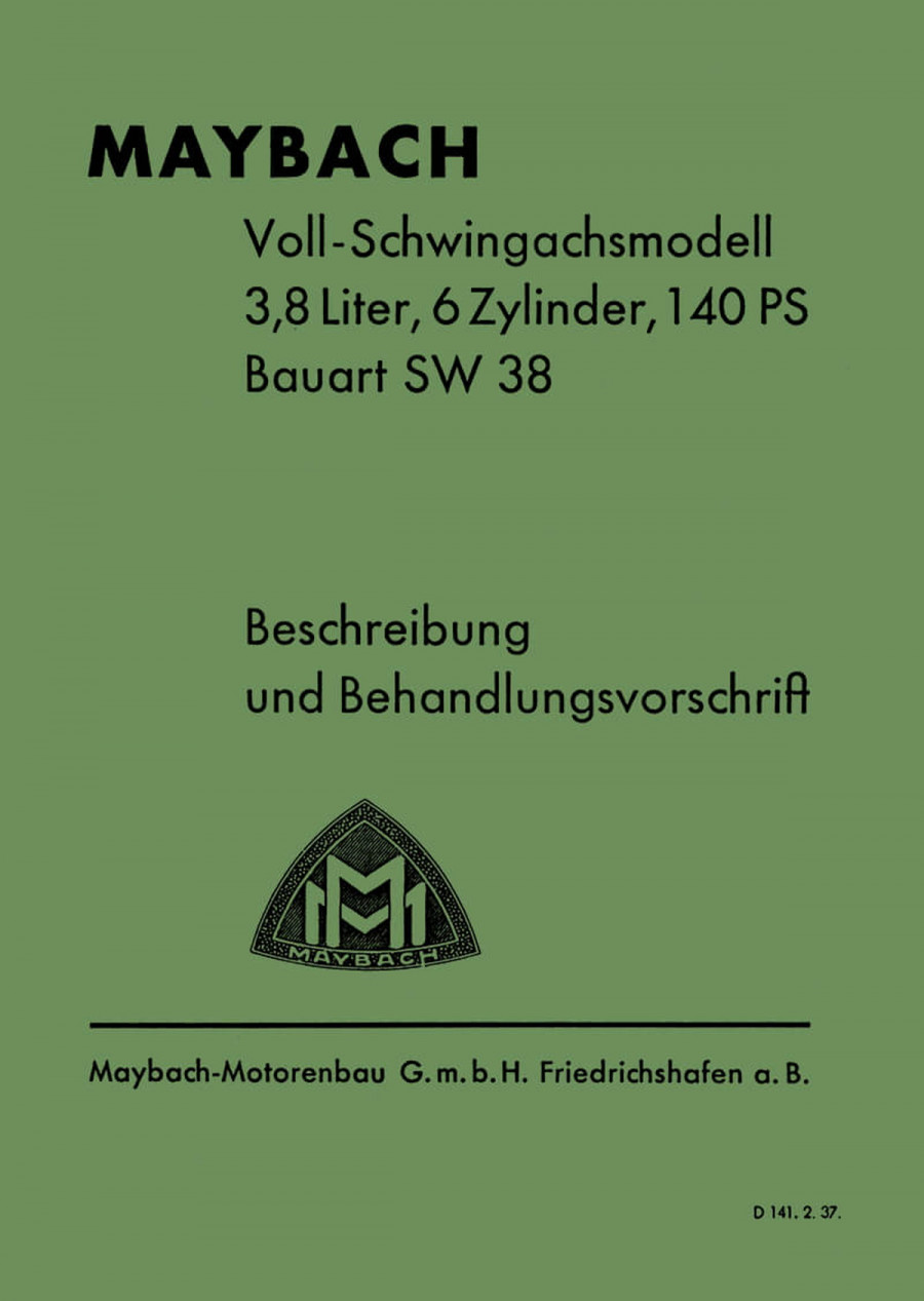 Maybach SW-38 Betriebsanleitung