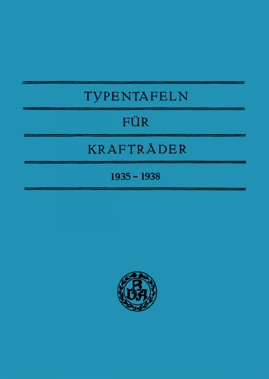 Typentafeln für Krafträder 1935 - 1938