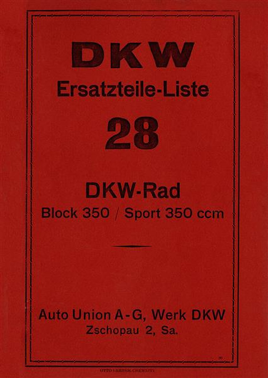 DKW Block 350 und Sport 350 Ersatzteilliste