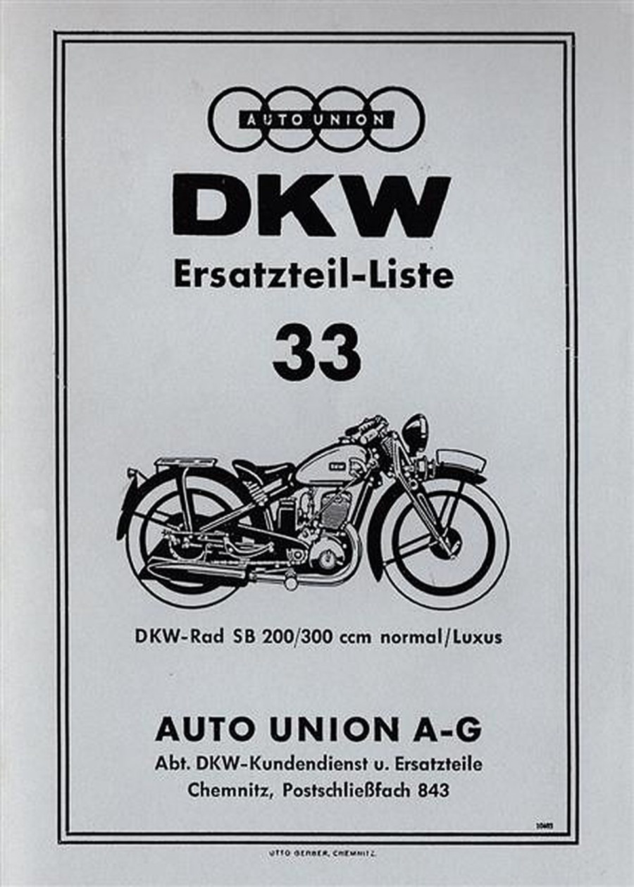 DKW SB200 und SB300 Normal und Luxus Ersatzteilliste