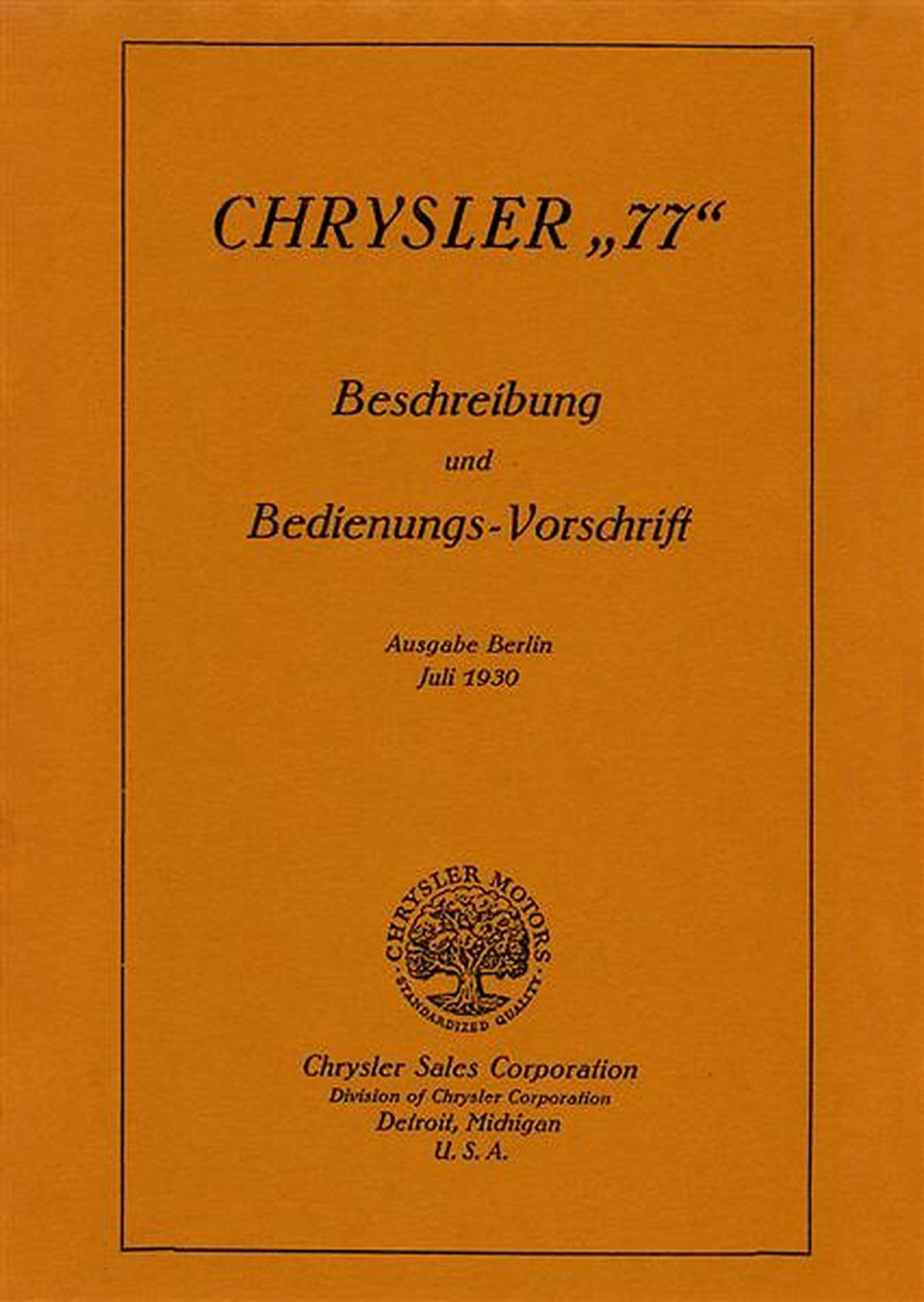 Chrysler 77 Betriebsanleitung