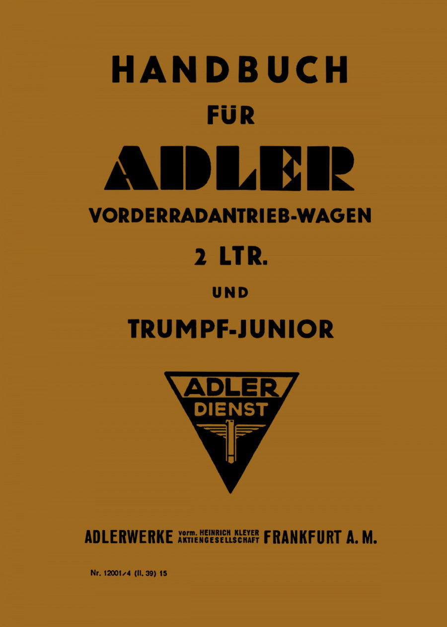 Adler Trumpf Junior und 2 Liter-Modelle Handbuch