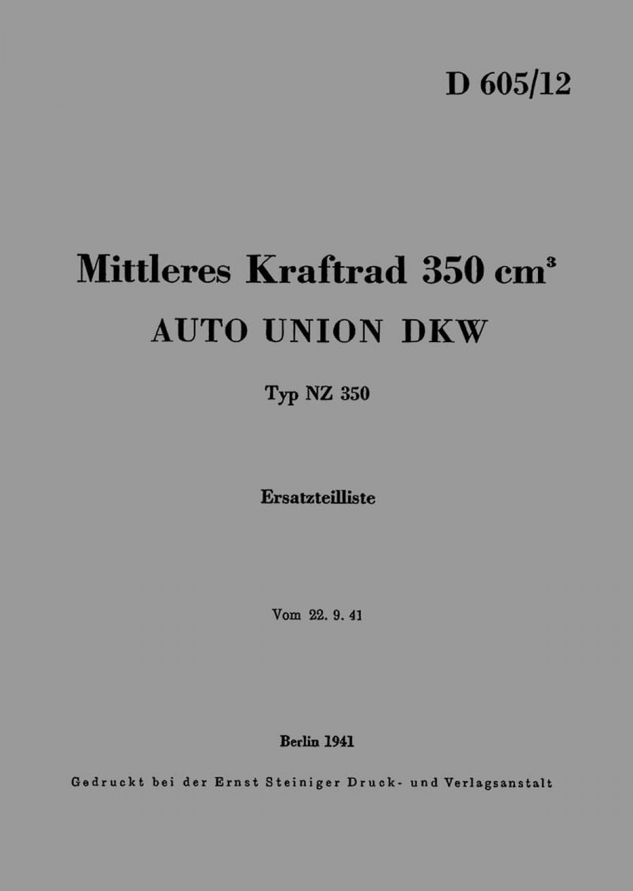 DKW NZ350 WH Ersatzteilkatalog