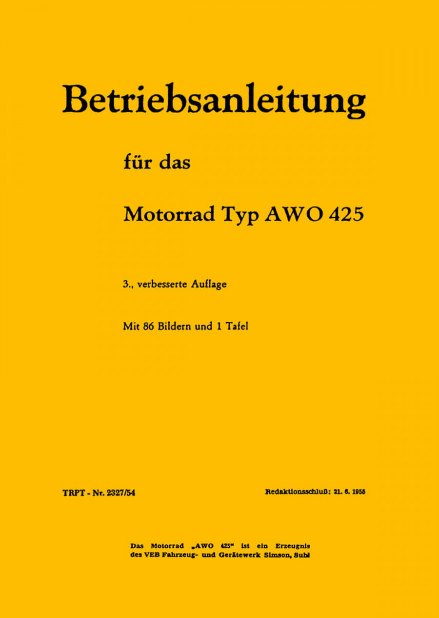 AWO 425 Betriebsanletung und Reparaturanleitung