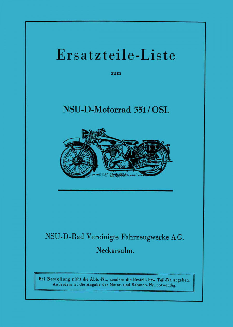 NSU 351S und 351OSL Ersatzteilkatalog