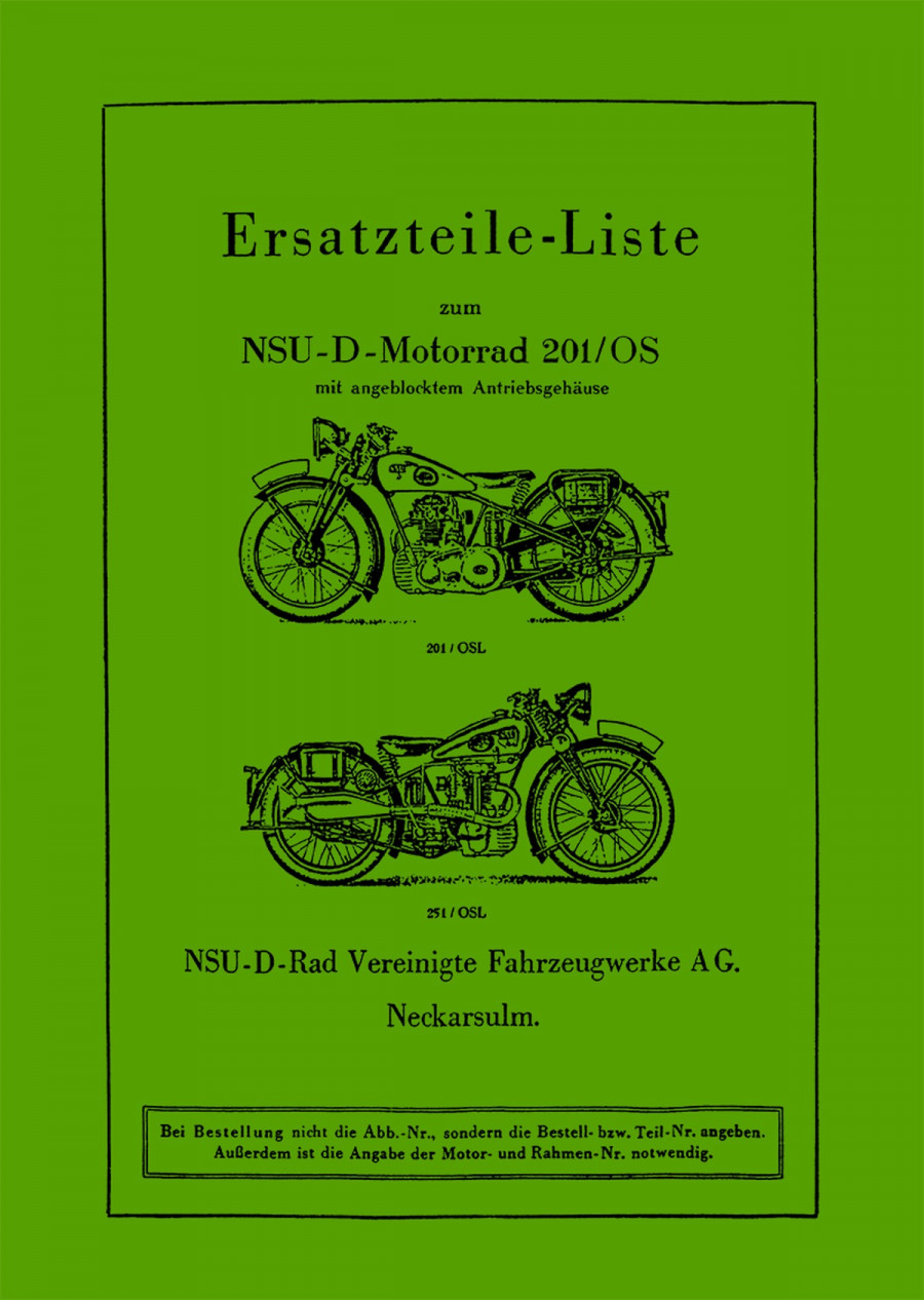 NSU 201OS 201OSL 251OS 251OSL Ersatzteilkatalog