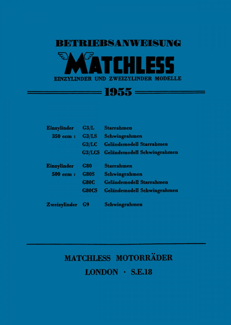 Matchless G3 G9 G80 Betriebsanleitung