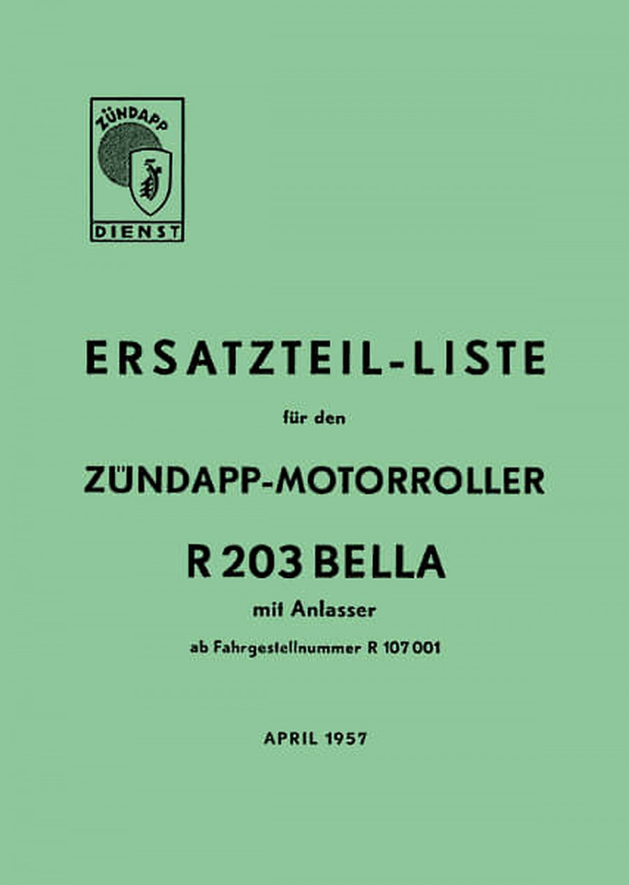 Zündapp Bella R203 Ersatzteilkatalog