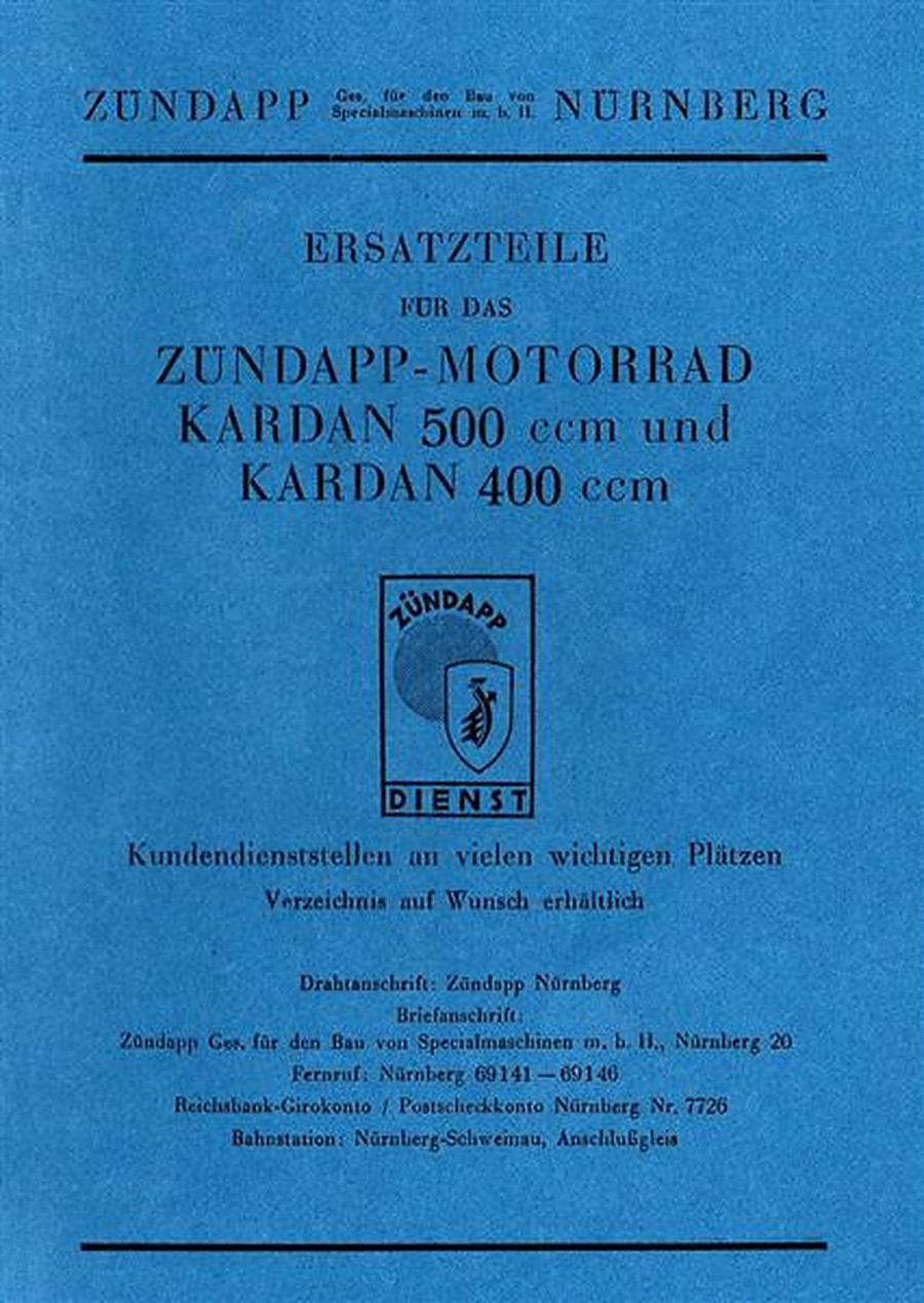 Zündapp K400 und K500 Ersatzteilkatalog