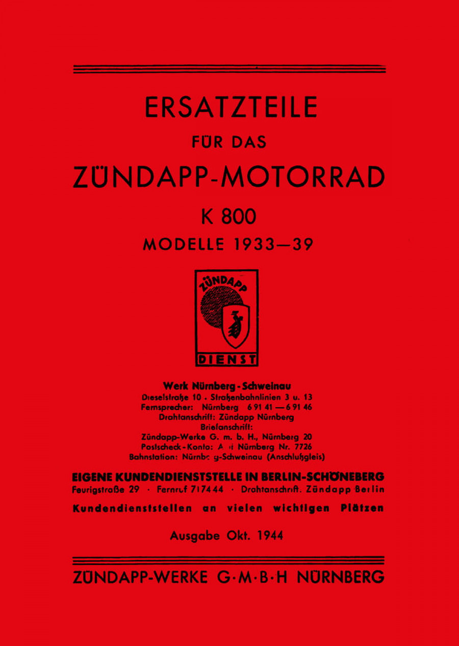 Zündapp K800 Ersatzteilkatalog