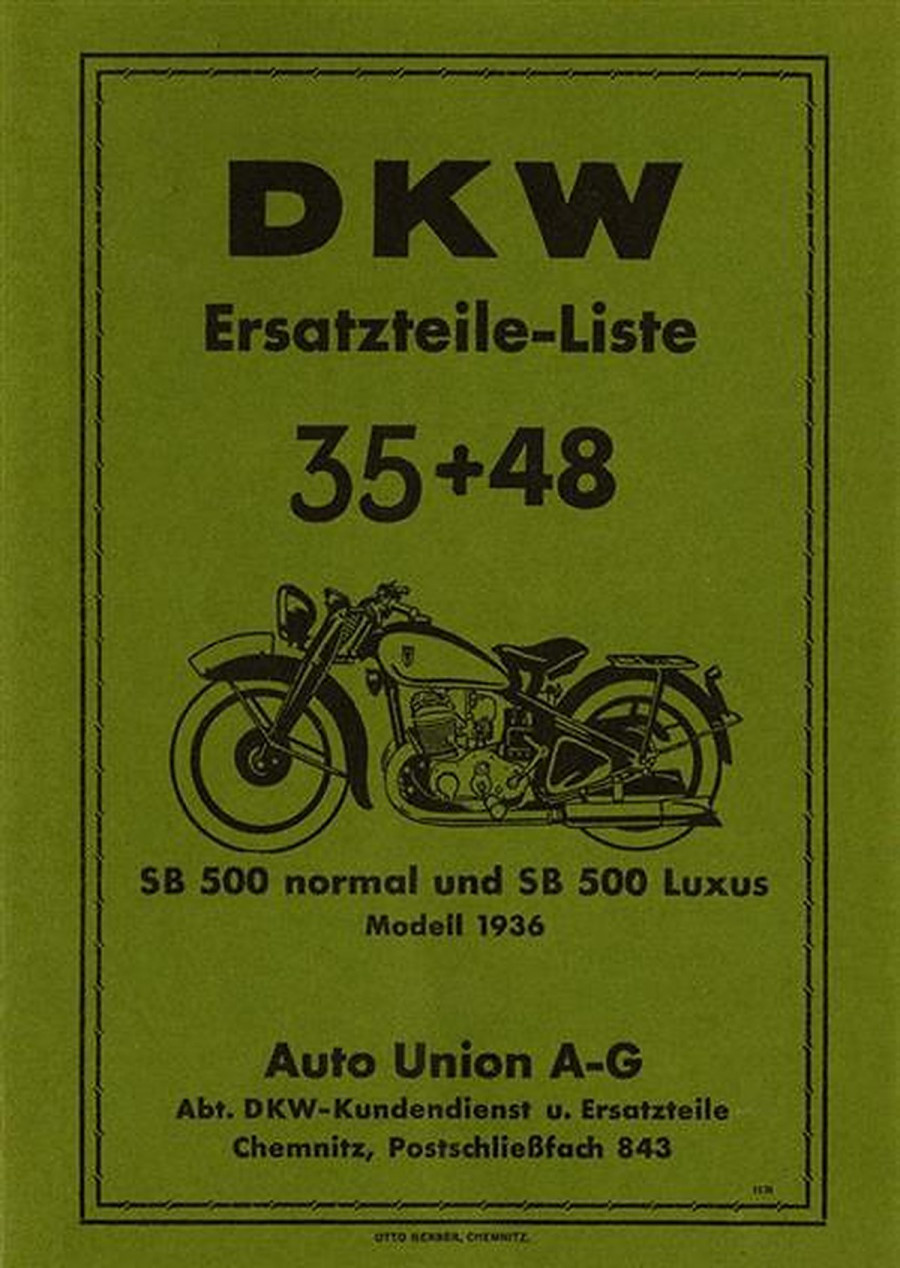 DKW SB500 Normal und SB500 Luxus Ersatzteilkatalog