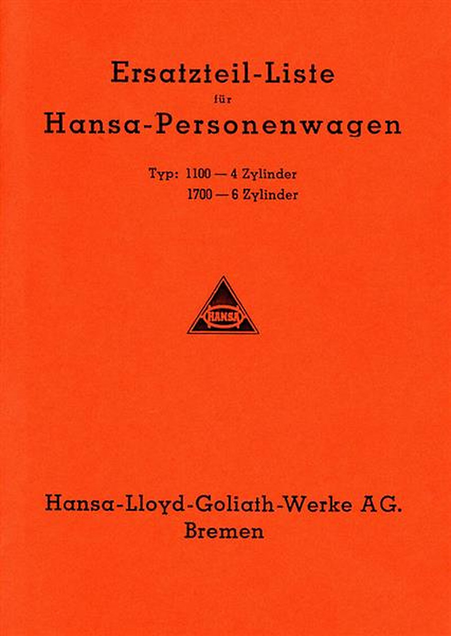 Hansa 1100 und 1700 Ersatzteilkatalog