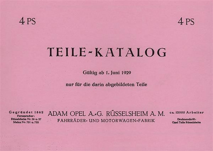 Opel 4 PS - 4-Zylinder Ersatzteilkatalog