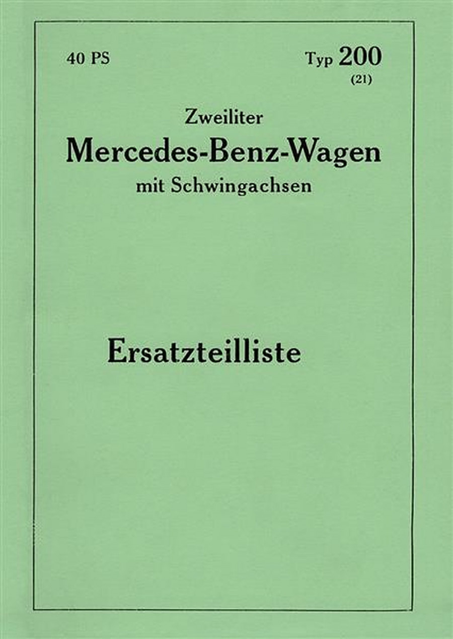 Mercedes-Benz-Wagen Typ 200 Ersatzteilliste