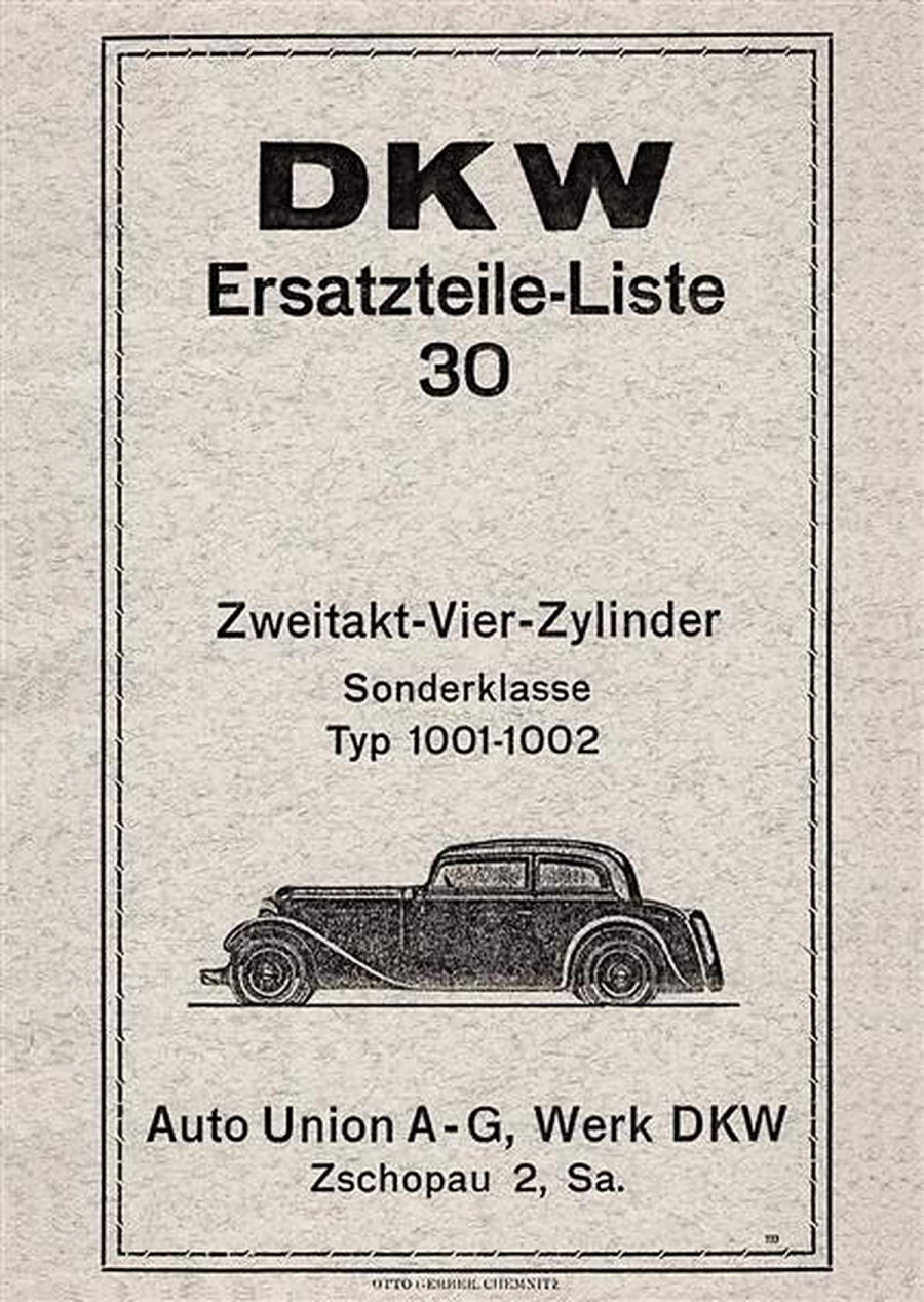 DKW Sonderklasse Ersatzteilkatalog