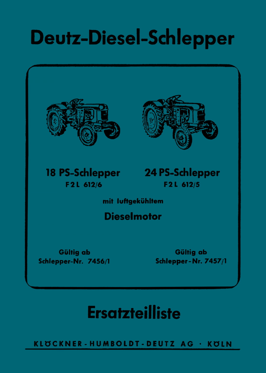 Deutz F2L612/6 und F2L612/5 Ersatzteilkatalog