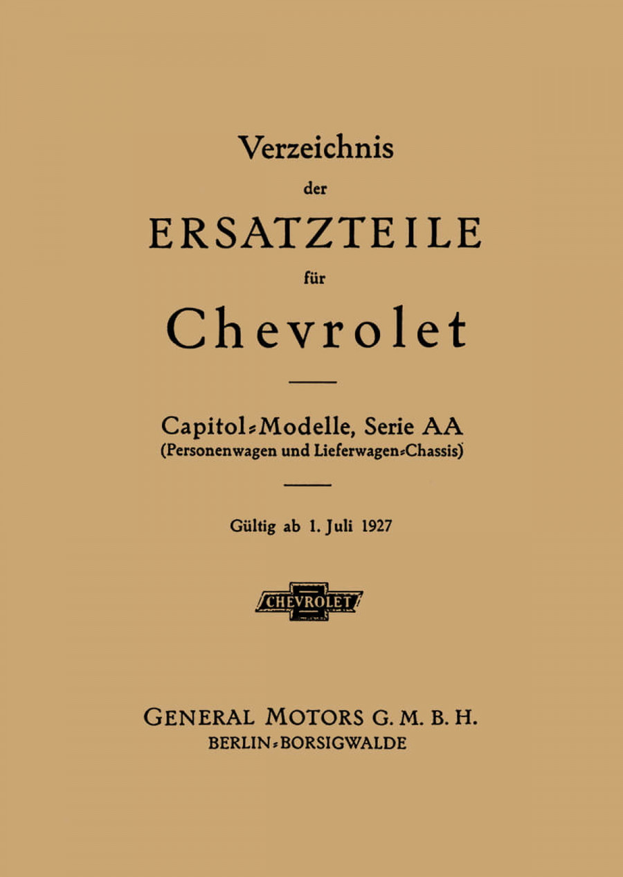 Chevrolet Capitol Serie AA Ersatzteilliste
