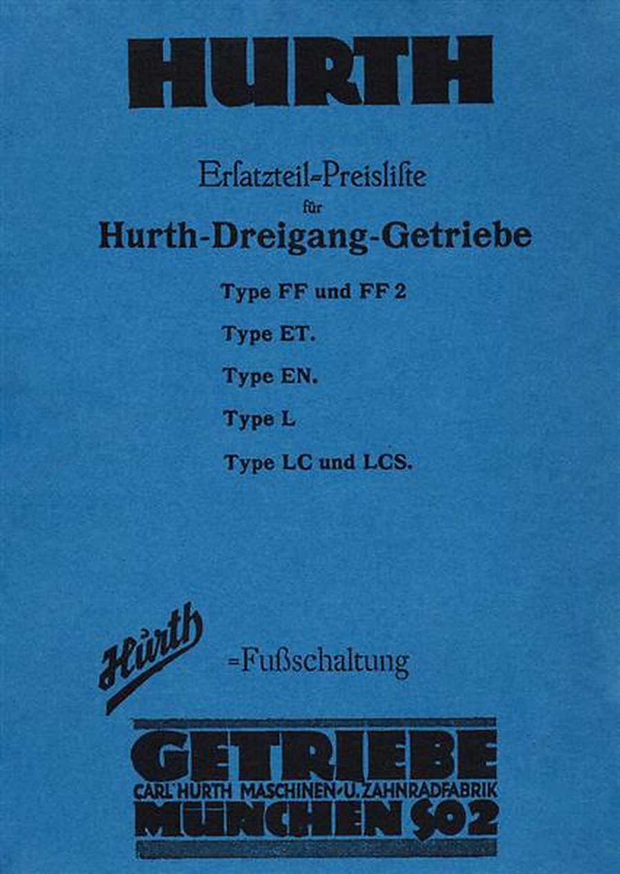 Hurth Getriebe 3-Gang Fußschaltung Ersatzteilliste