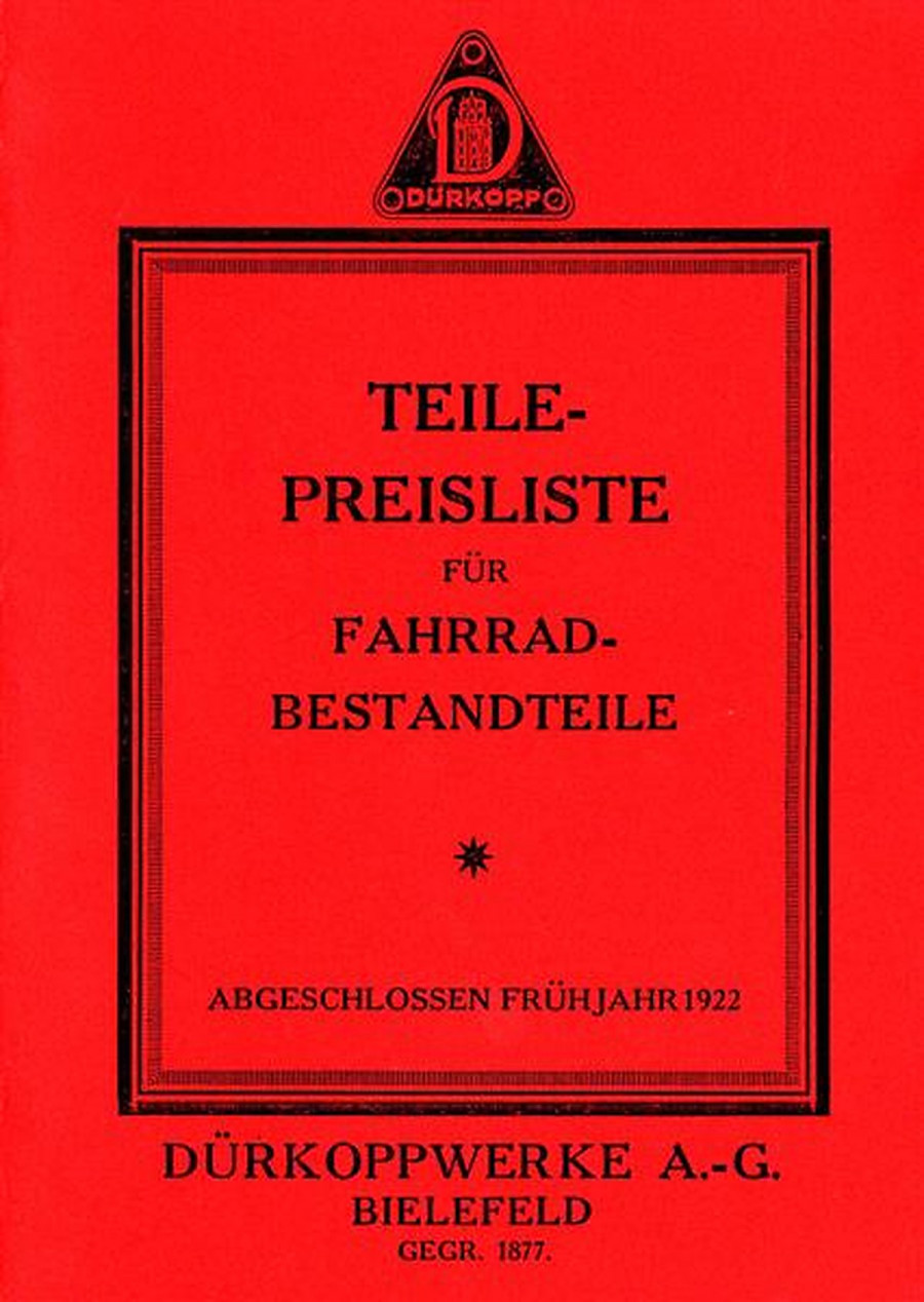 Dürkopp Fahrräder 1921-1922 Ersatzteilkatalog
