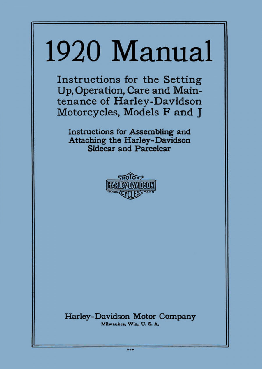 Harley-Davidson F & J Models 1920 Manual