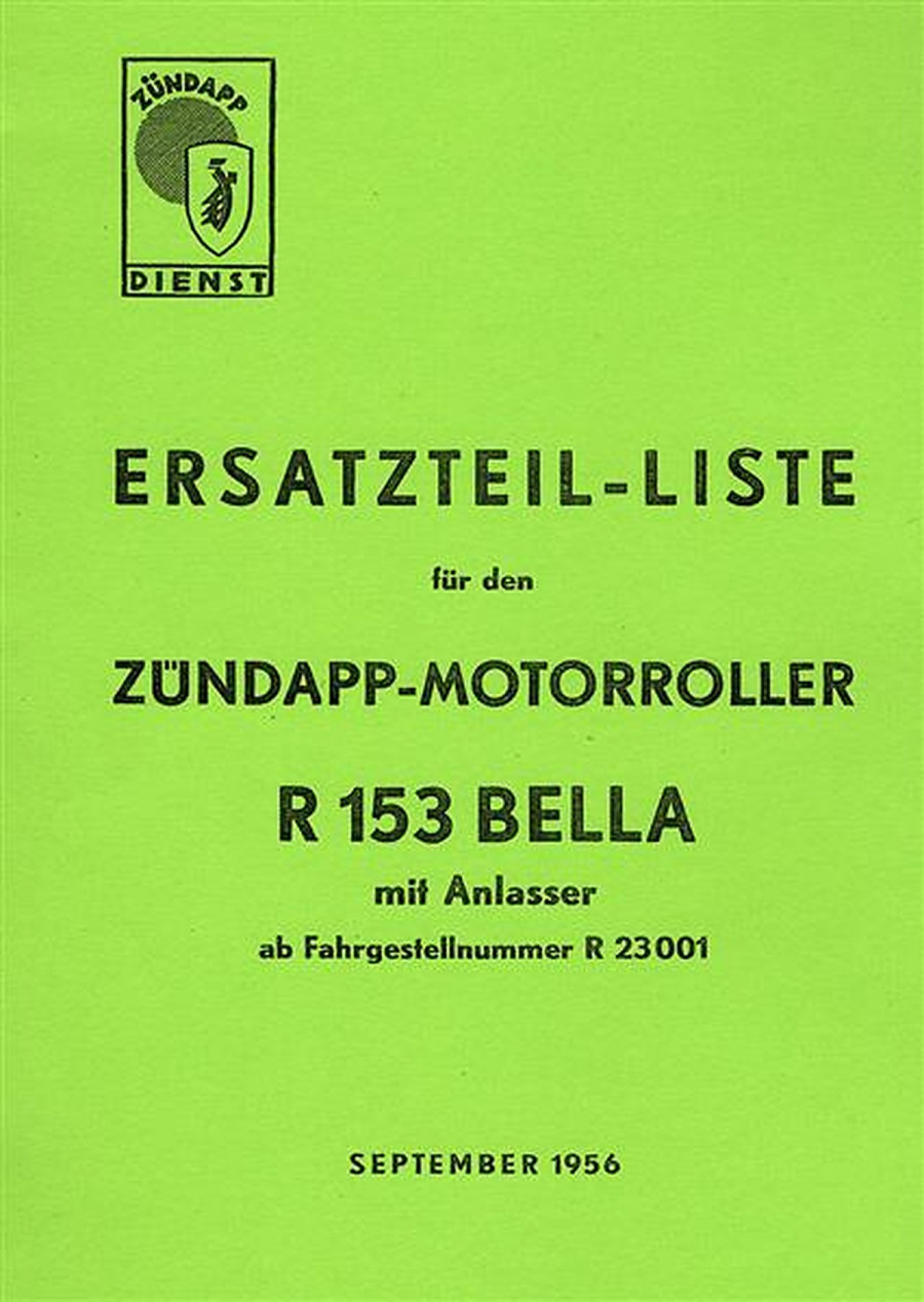 Zündapp Bella R153 Ersatzteilkatalog