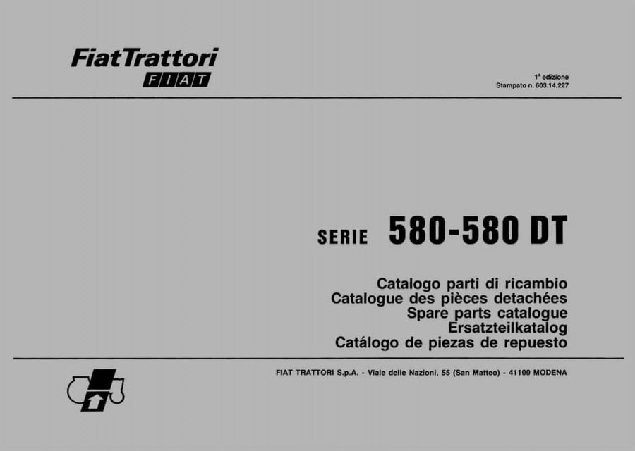 Fiat Traktor 580 und 580DT Ersatzteilkatalog