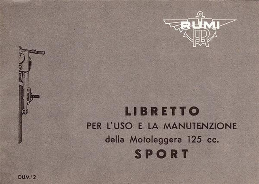 Rumi 125 Sport Libretto Per L’uso e La Manutenzione