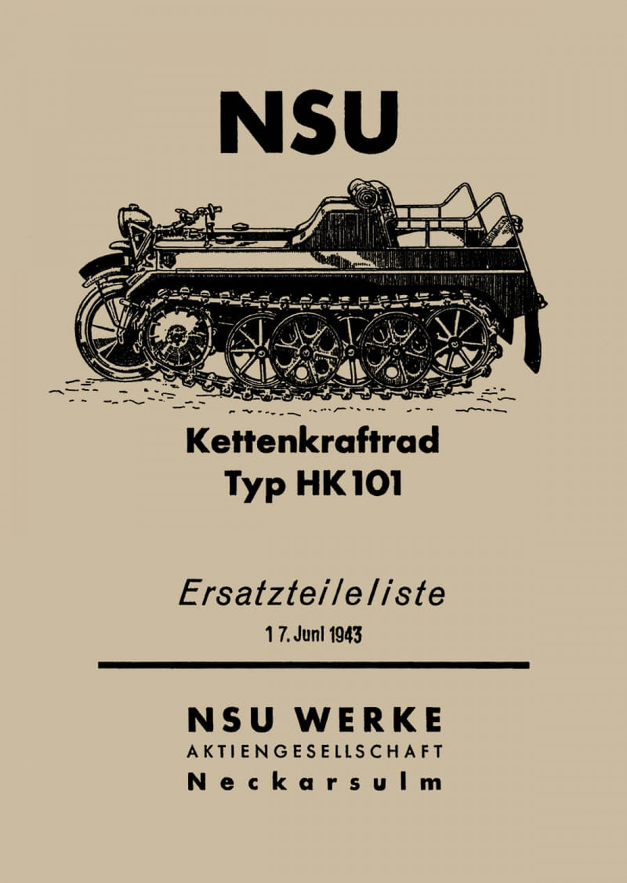 NSU Kettenkraftrad HK101 Ersatzteilkatalog