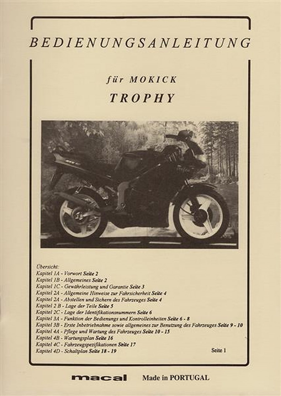 Macal Trophy Mokick Betriebsanleitung
