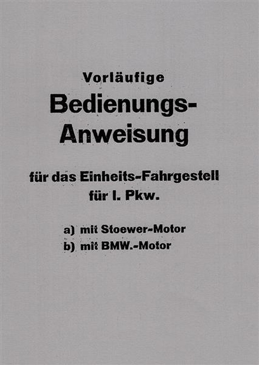 Einheitsfahrgestell für PKW mit Stoewer & BMW Motor Handbuch