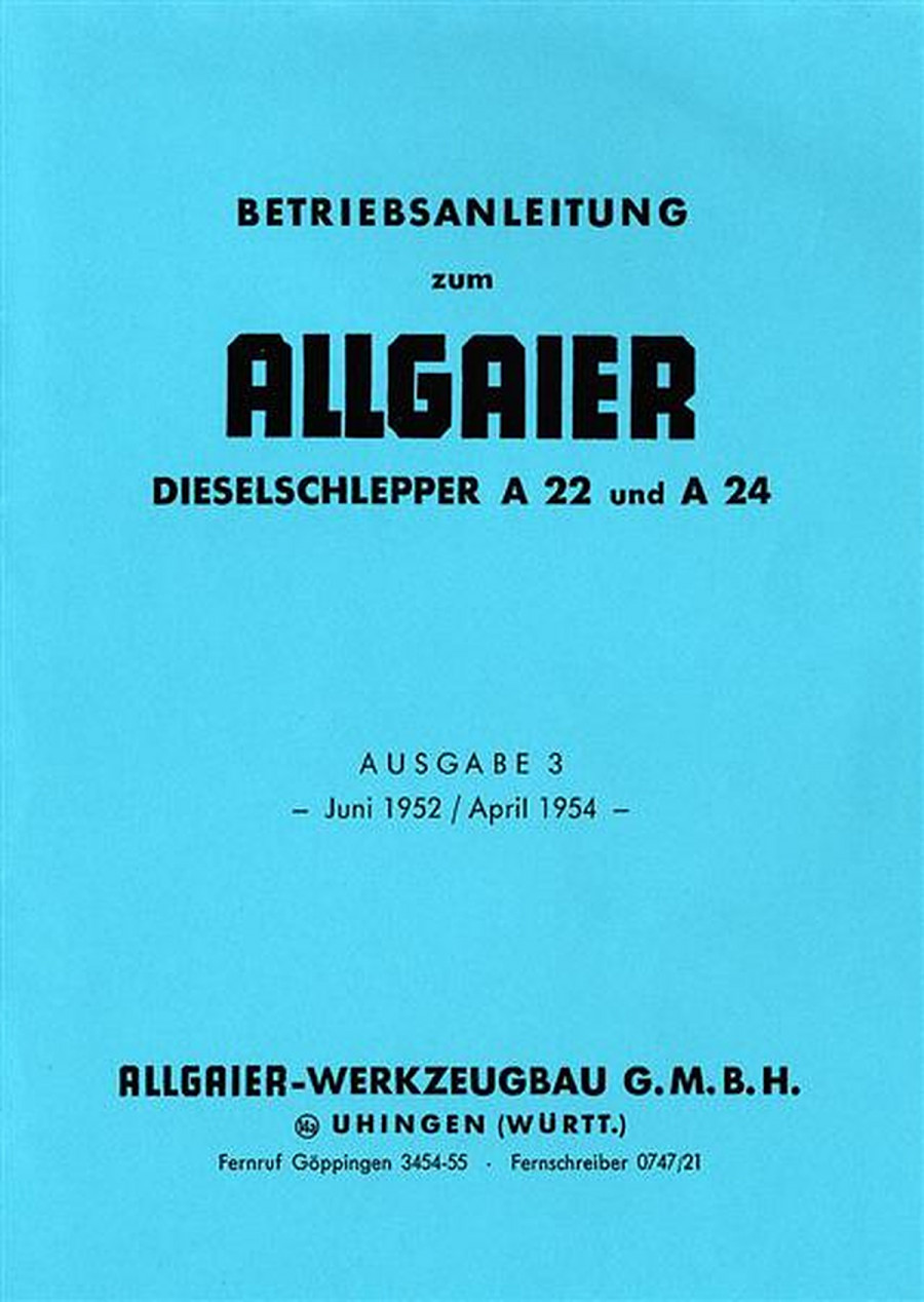 Allgaier A22 und A24 Traktor Betriebsanleitung