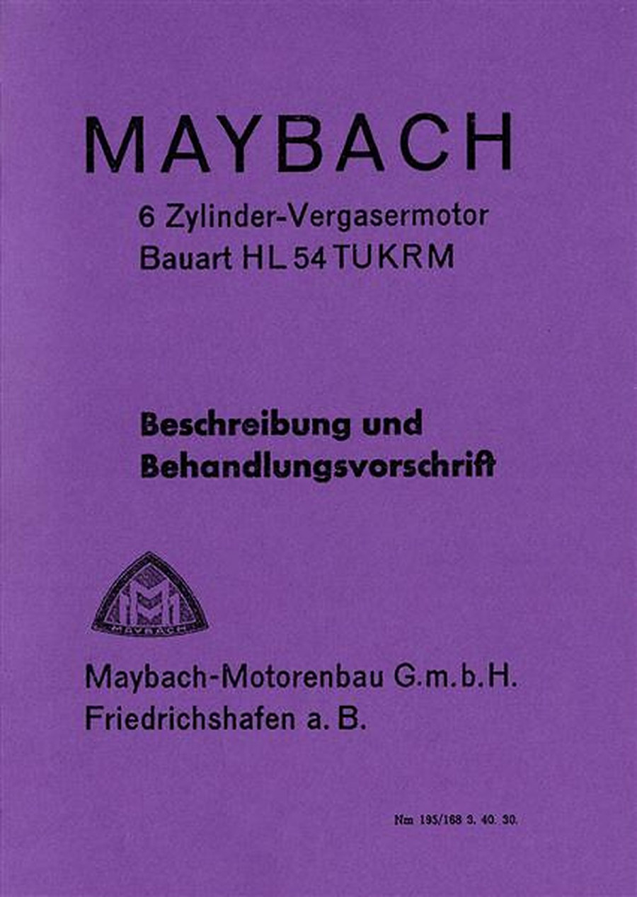 Maybach 6 Zylinder-Vergasermotor Bauart HL54 TUKRM Motorliteratur
