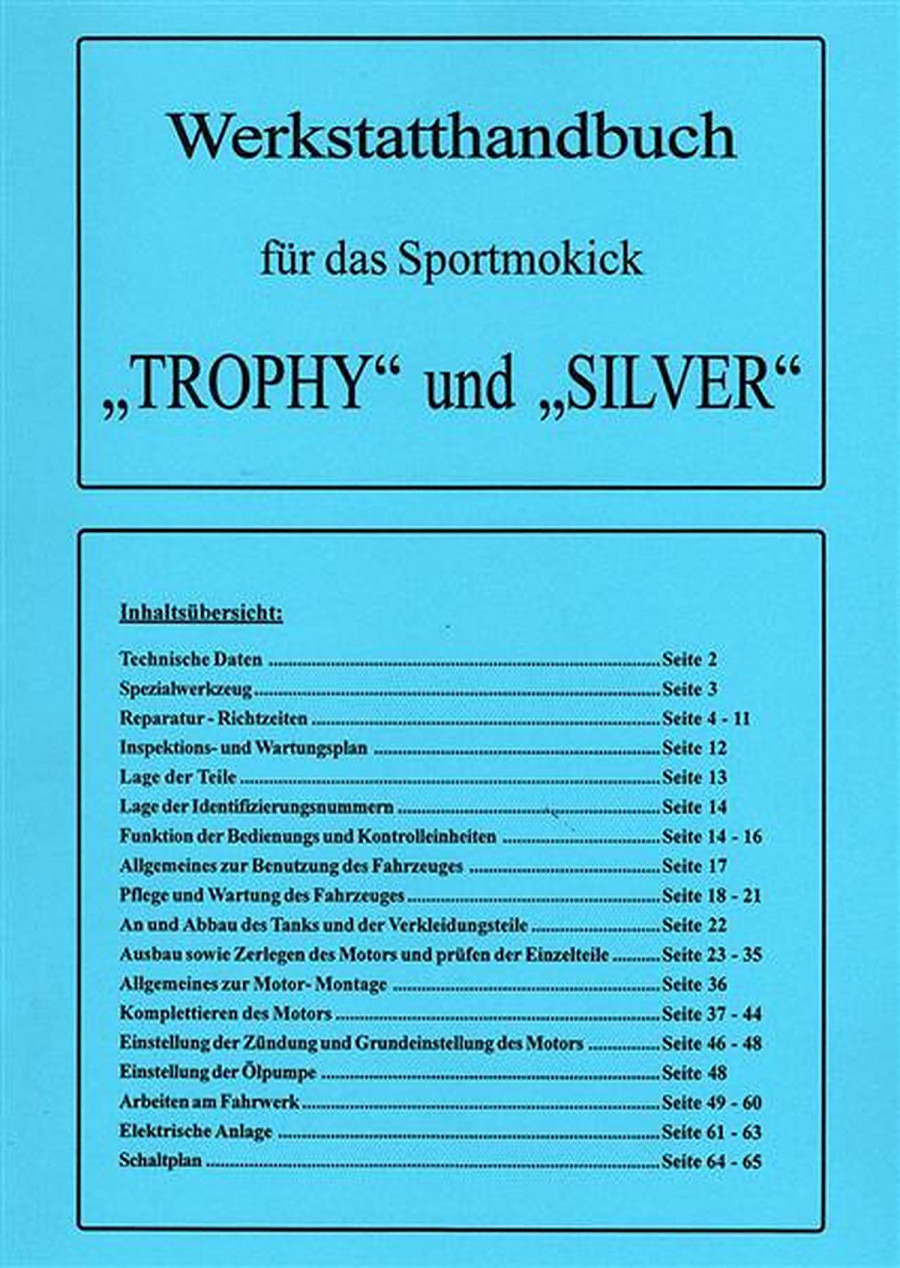 Macal Sportmokick Trophy und Silver Werkstatthandbuch