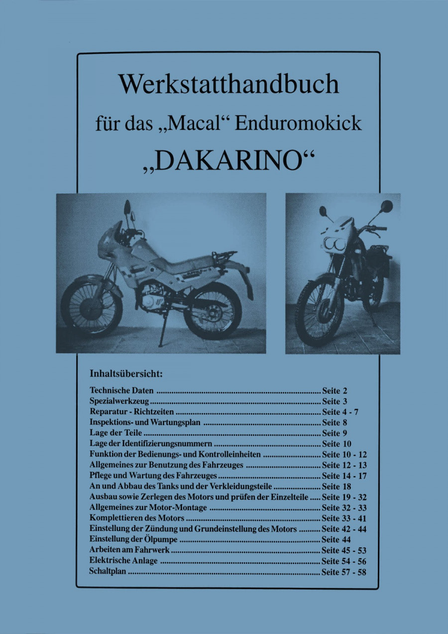 Macal Enduromokick Dakarino Reperaturanleitung