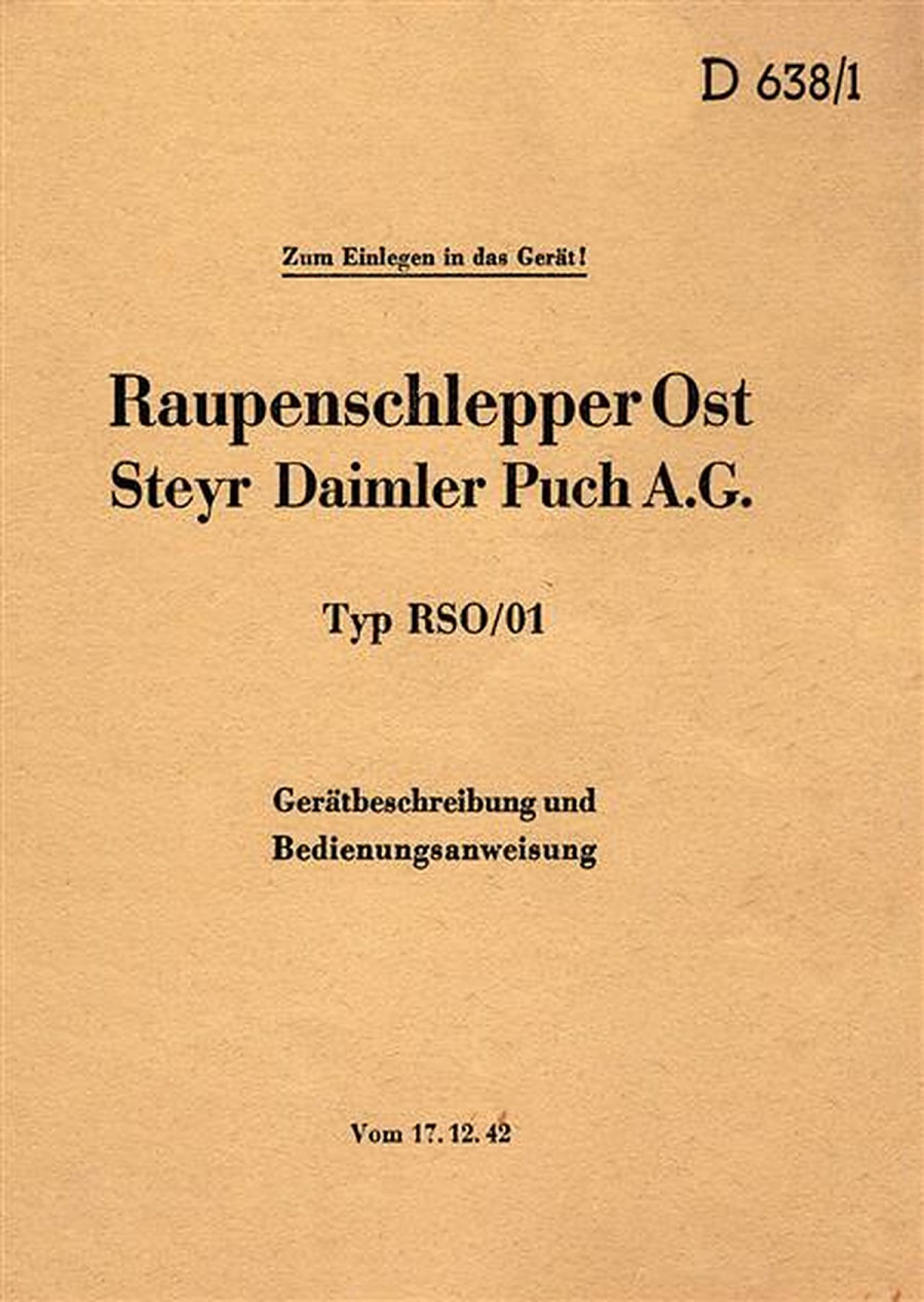 Steyr Raupenschlepper Ost RSO/01 Betriebsanleitung