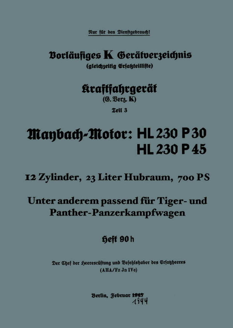 Maybach HL 230 P30/P 45 Ersatzteilkatalog